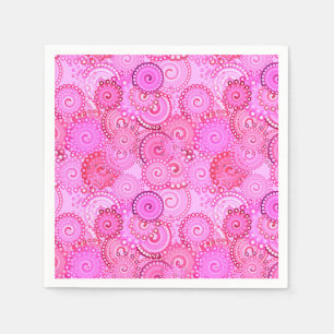 Serviette En Papier Motif tourbillon fractal, rose et fuchsia