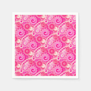 Serviette En Papier Motif tourbillon fractal, teintes rose fuchsia