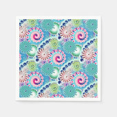 Serviette En Papier Motif tourbillon fractal, turquoise, rose, multi (Devant)
