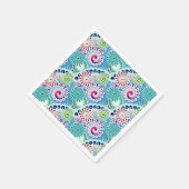 Serviette En Papier Motif tourbillon fractal, turquoise, rose, multi (Coin)