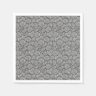 Serviette En Papier Motif tourbillon japonais - blanc et noir
