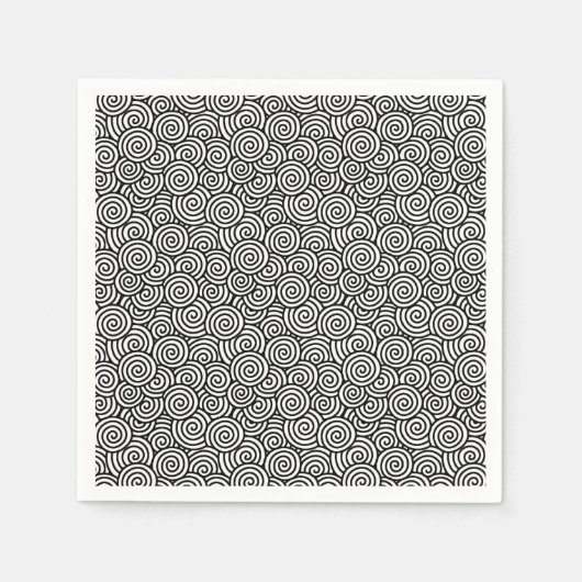 Serviette En Papier Motif tourbillon japonais - blanc et noir (Devant)