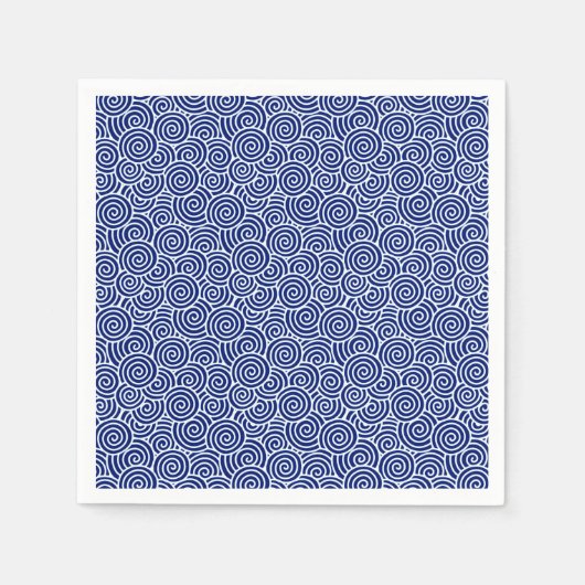 Serviette En Papier Motif tourbillon japonais - bleu marine et blanc (Devant)