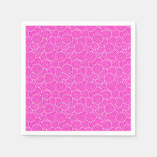 Serviette En Papier Motif tourbillon japonais - fuchsia rose et blanc