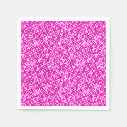 Serviette En Papier Motif tourbillon japonais - fuchsia rose et blanc (Devant)