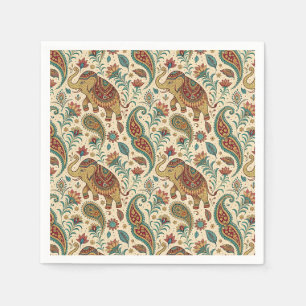 Serviette En Papier Motif traditionnel indien à fleurs et paisley à él
