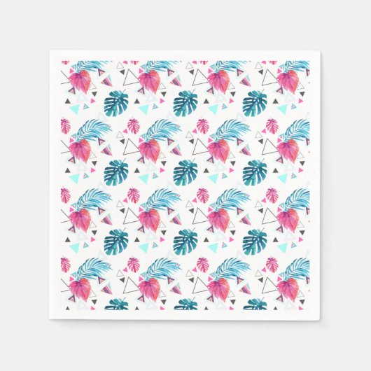 Serviette En Papier Motif triangle feuille tropicale (Devant)