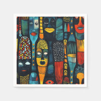 Motif tribal africain avec idoles.