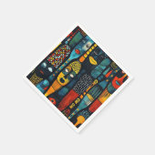 Serviette En Papier Motif tribal africain avec idoles. (Coin)