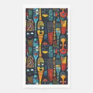 Serviette En Papier Motif tribal africain avec idoles.