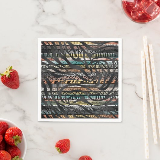 Serviette En Papier Motif Tribal Africain branché Zebra Imprimer (En situation)