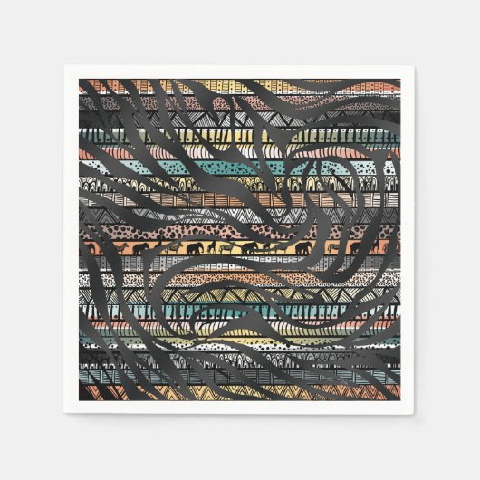 Serviette En Papier Motif Tribal Africain branché Zebra Imprimer (Devant)