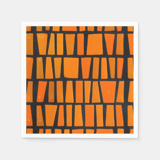 Serviette En Papier Motif tribal d'Afrique orange et noire (Devant)