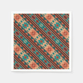 Serviette En Papier Motif Tribal Sud-Ouest Turquoise Terracotta (Devant)