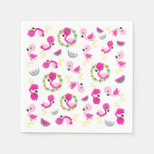 Serviette En Papier Motif tropical, Flamants roses, pastèques, Fleurs (Devant)