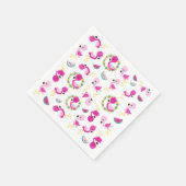 Serviette En Papier Motif tropical, Flamants roses, pastèques, Fleurs (Coin)