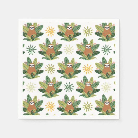 Serviette En Papier Motif Tropical Sloth (Devant)