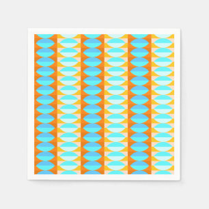 Serviette En Papier Motif turquoise bleu orange jaune coloré