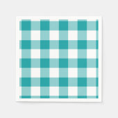 Serviette En Papier Motif Turquoise et Blanc En vichy (Devant)