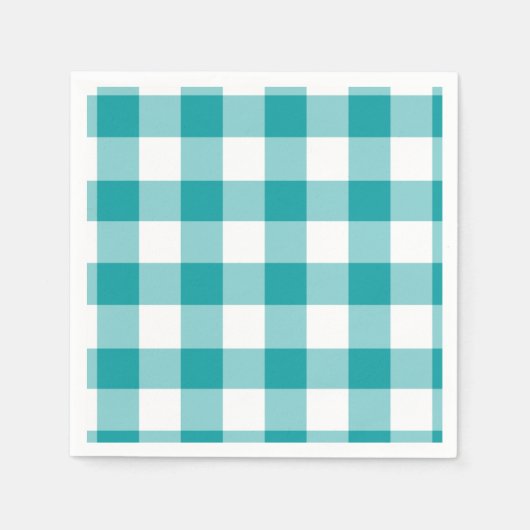 Serviette En Papier Motif Turquoise et Blanc En vichy (Devant)