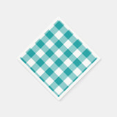 Serviette En Papier Motif Turquoise et Blanc En vichy (Coin)