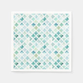 Serviette En Papier Motif Turquoise Peint À La Main (Devant)