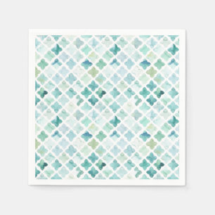 Serviette En Papier Motif Turquoise Peint À La Main