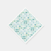 Serviette En Papier Motif Turquoise Peint À La Main (Coin)