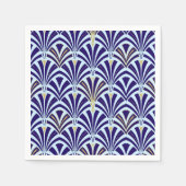 Serviette En Papier Motif ventilateur Art déco - cobalt et bleu ciel (Devant)