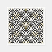 Serviette En Papier Motif ventilateur Art déco - noir et blanc (Devant)