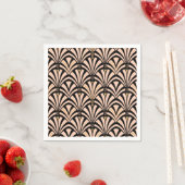 Serviette En Papier Motif ventilateur Art déco - pêche en noir (En situation)