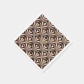 Serviette En Papier Motif ventilateur Art déco - pêche en noir (Coin)