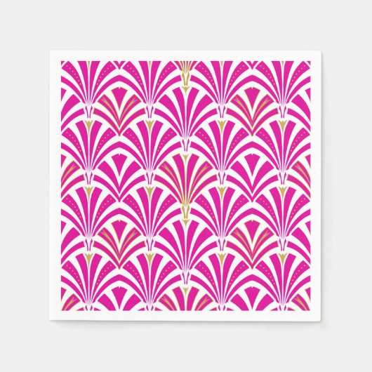 Serviette En Papier Motif ventilateur Art déco - rose fushia (Devant)