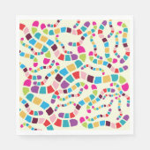Serviette En Papier Motif Ver de Terre Coloré et Ondulant (Devant)