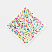 Serviette En Papier Motif Ver de Terre Coloré et Ondulant (Coin)