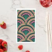 Serviette En Papier motif vert en forme de coque (En situation)