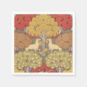 Serviette En Papier Motif Vert Sauge Forêt Cerf Stag Vintage