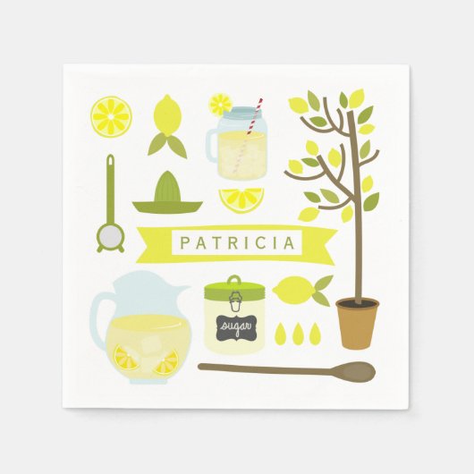 Serviette En Papier Motif vintage à la citronnelle (Devant)