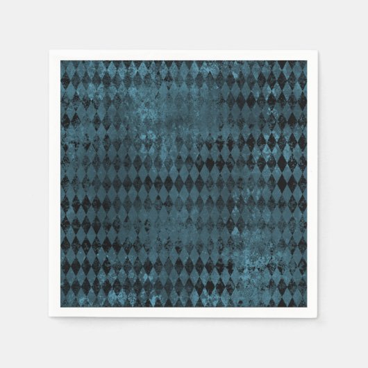 Serviette En Papier Motif vintage Blue & Black Harlequin (Devant)