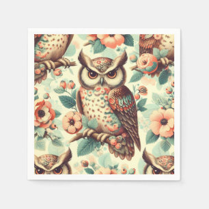 Serviette En Papier Motif vintage Cute Owl
