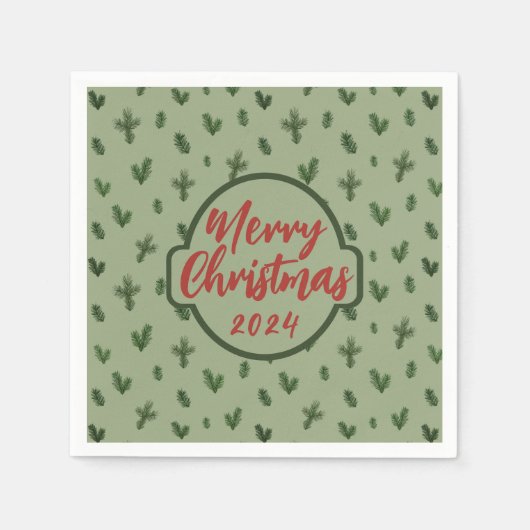 Serviette En Papier motif vintage vert de Noël (Devant)