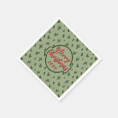 Serviette En Papier motif vintage vert de Noël (Coin)