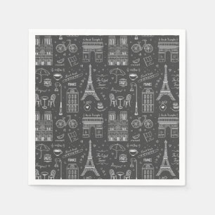 Serviette En Papier Motif Whimsical Paris Doodles