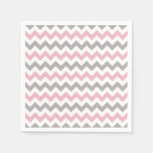 Serviette En Papier Motif Zigzag, Motif Chevron, rose, gris (Devant)