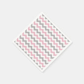 Serviette En Papier Motif Zigzag, Motif Chevron, rose, gris (Coin)