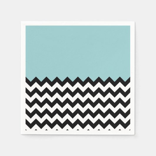 Serviette En Papier Motif Zigzag noir et blanc, Chevron, Bleu (Devant)