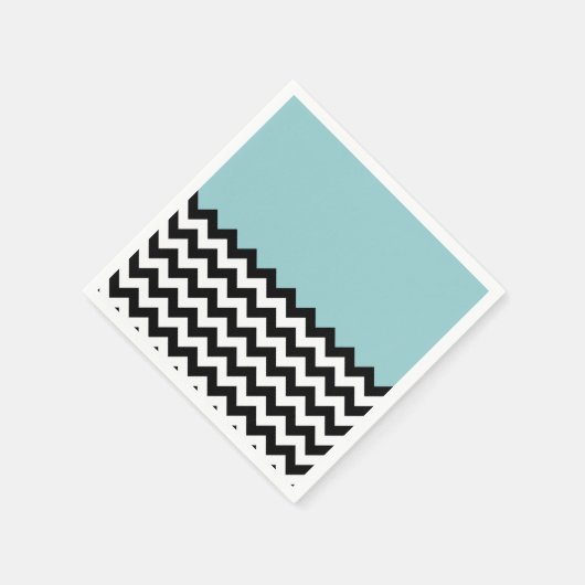 Serviette En Papier Motif Zigzag noir et blanc, Chevron, Bleu (Coin)