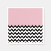 Serviette En Papier Motif Zigzag noir et blanc, Chevron, rose (Devant)