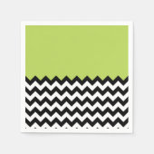 Serviette En Papier Motif Zigzag noir et blanc, Chevron, Vert (Devant)