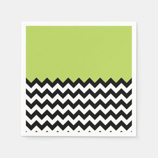 Serviette En Papier Motif Zigzag noir et blanc, Chevron, Vert (Devant)